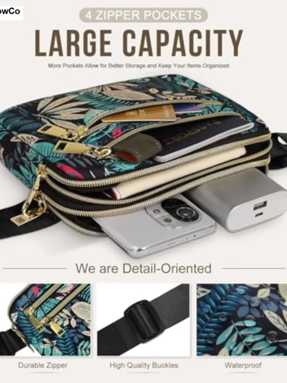4-Zip Pocket Fanny Pack with Adjustable Belt (M)